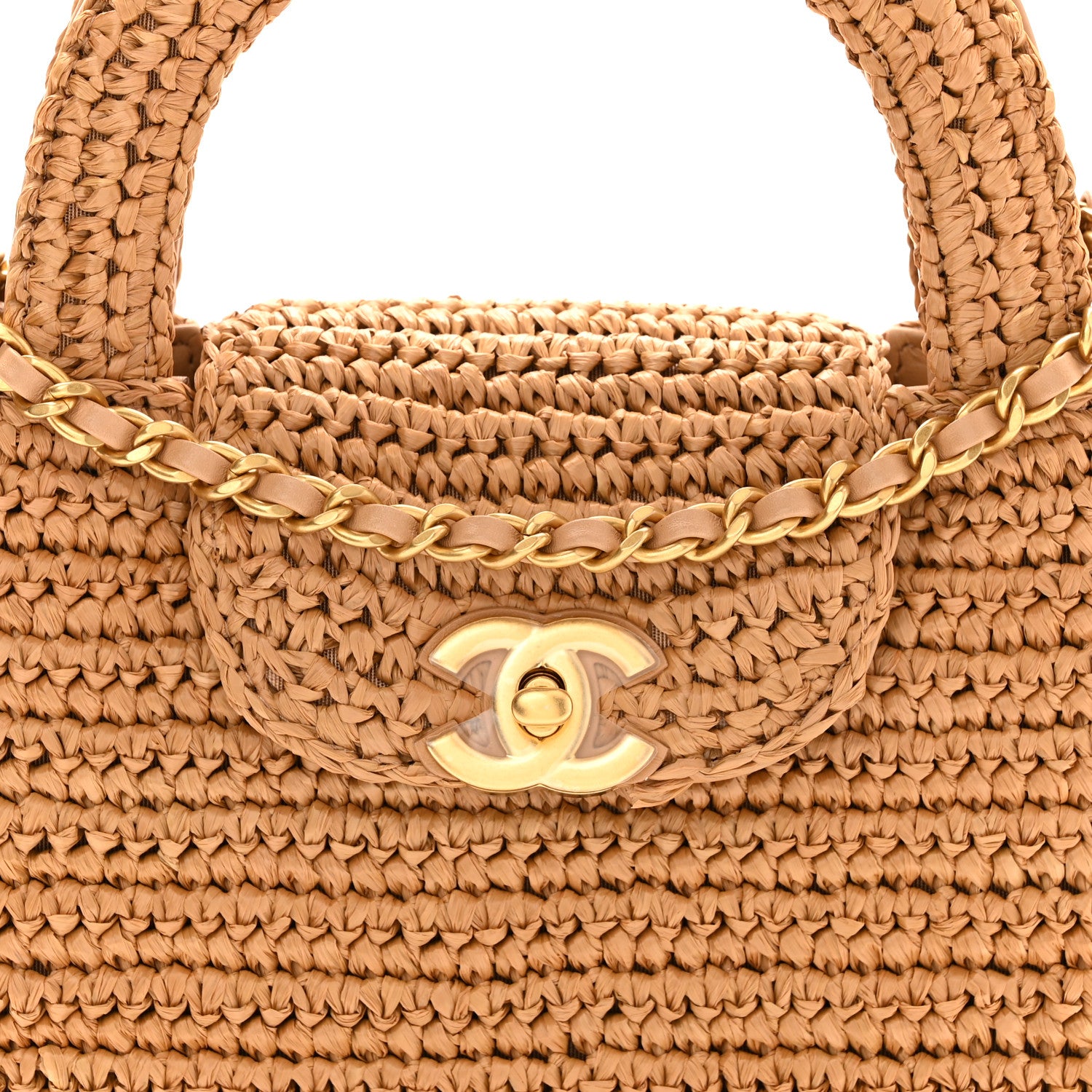 Chanel Braided Raffia Nano Kelly Flap Bag Dark Beige 8 of 10