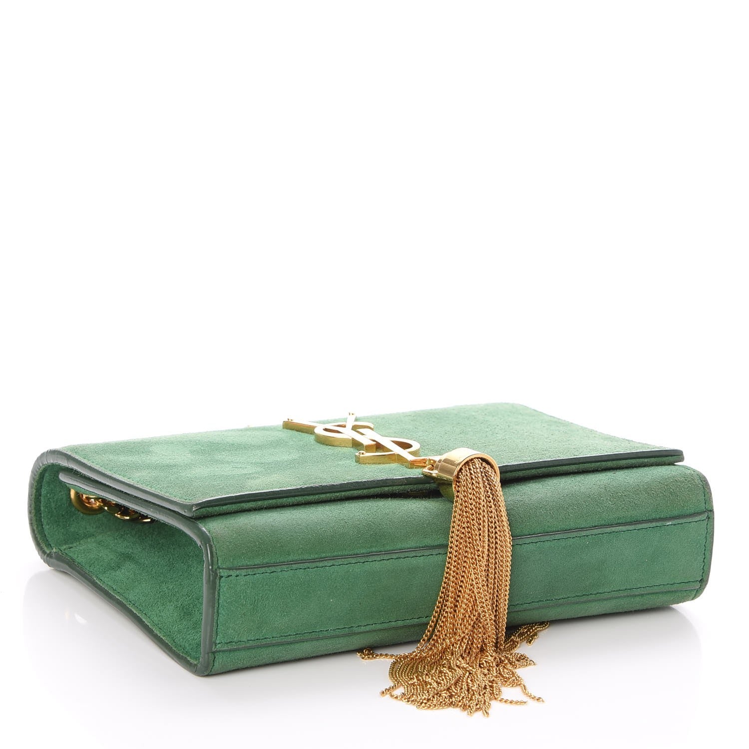 Saint Laurent Suede Small Classic Monogram Kate Tassel Satchel Green 4 of 8