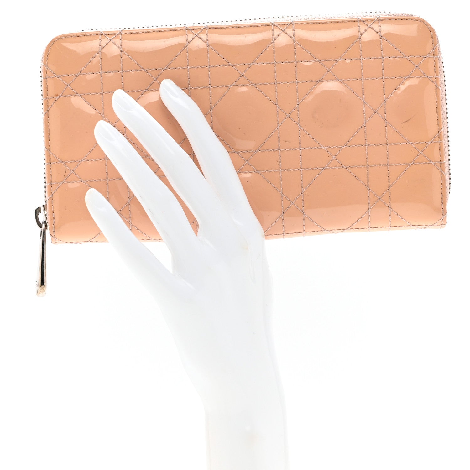 Christian Dior Patent Cannage Lady Dior Continental Zip Wallet Pink 2 of 7
