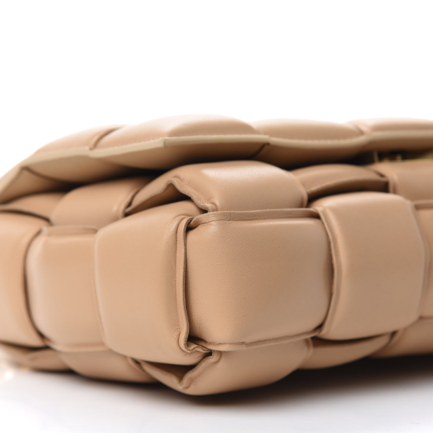 Bottega Veneta Lambskin Maxi Intreccio Padded Chain Cassette Crossbody Bag Almond 7 of 9