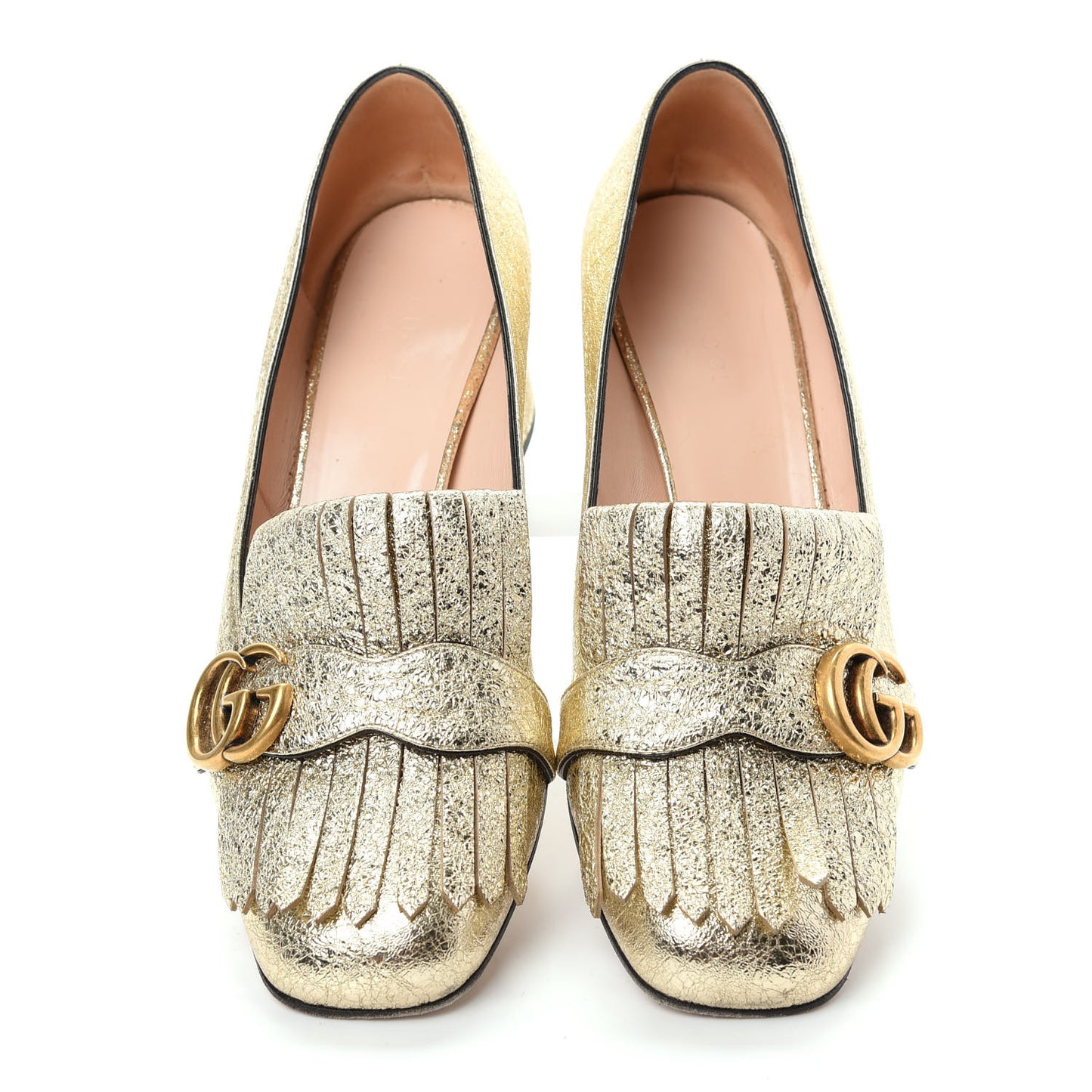 Galassia GG Marmont Fringe 50mm Loafer Pumps 39 Platino