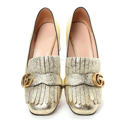 Gucci Galassia GG Marmont Fringe 50mm Loafer Pumps 39 Platino 5 of 10