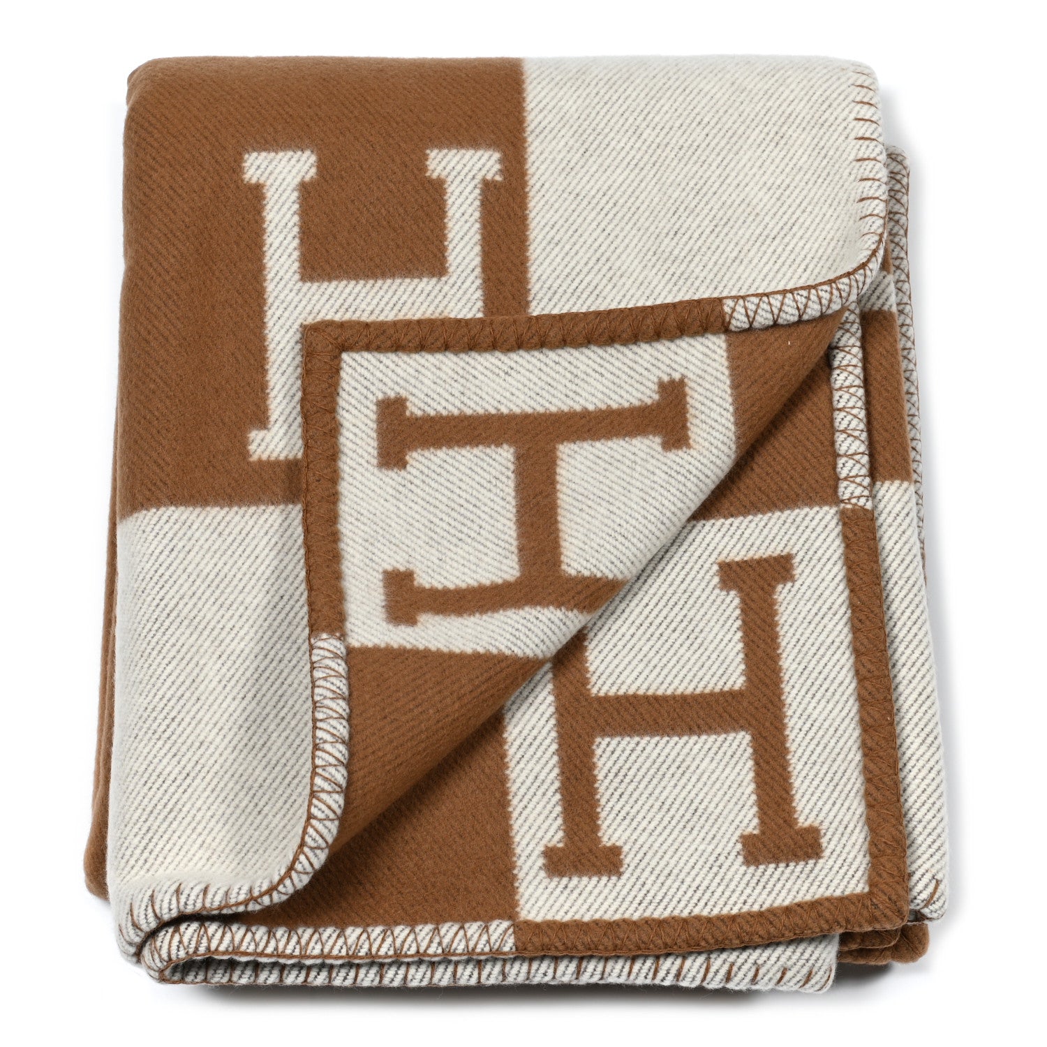 Hermes Wool Cashmere Avalon Blanket Ecru Camel 2 of 3