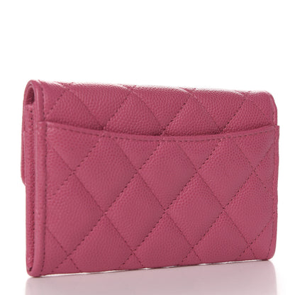 Chanel Caviar Quilted Flap Card Holder Wallet Pink 3 of 8