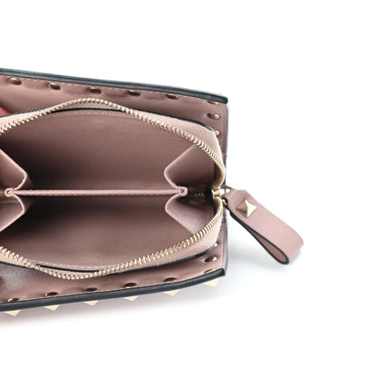 Valentino Garavani Calfskin Rockstud Compact Bi-Fold Wallet Poudre 4 of 4