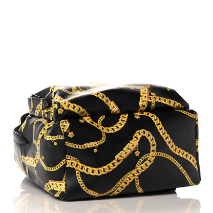 Versace Vinyl Chain Print La Medusa Backpack Black Gold 4 of 12