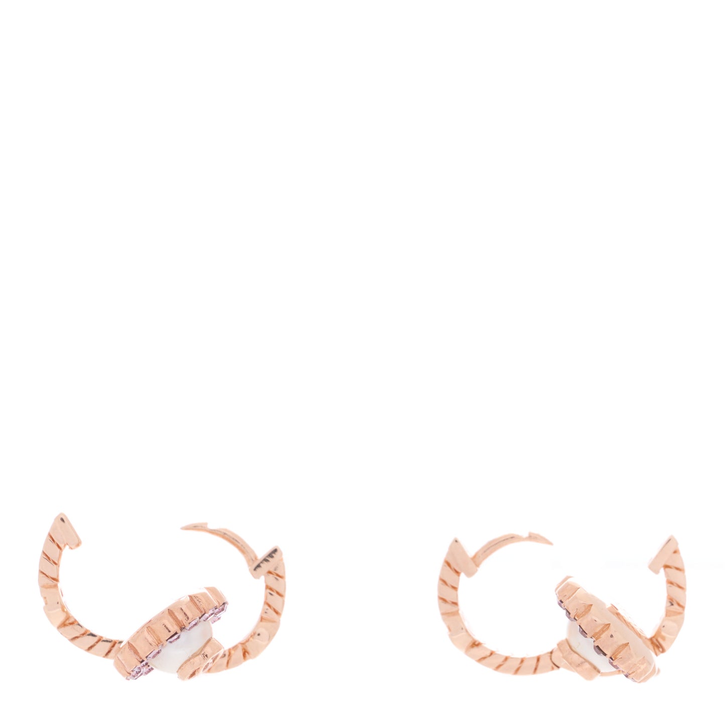 Metal Crystal Double G Drop Pearl Earrings Rose Gold