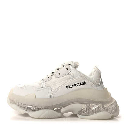 Balenciaga Fabric Mesh Clear Sole Womens Triple S Sneakers 37 White 1 of 8
