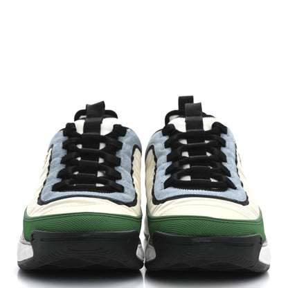 Chanel Suede Calfskin Mixed Fibers CC Sneakers 40 Ivory Green Light Blue 3 of 15