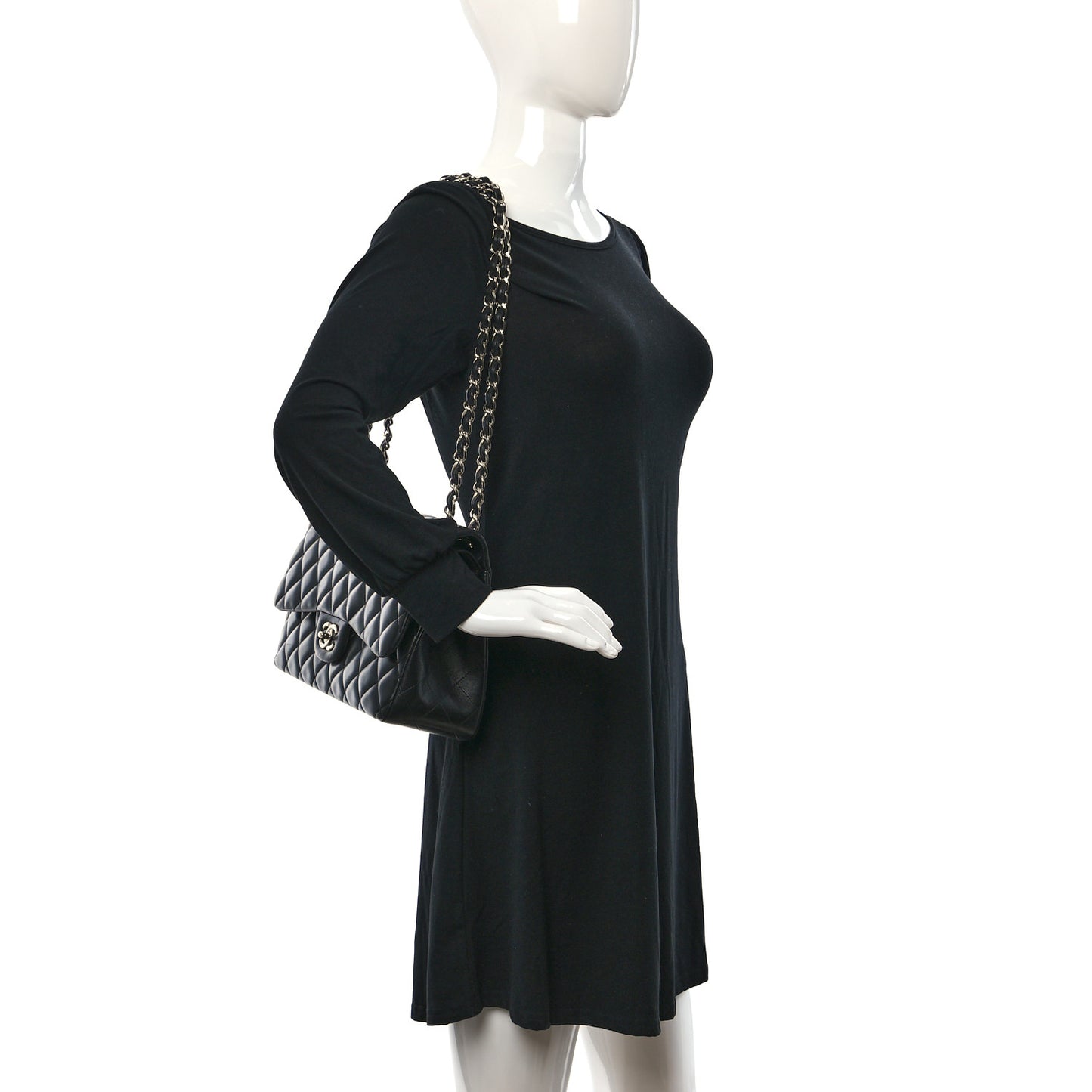 Lambskin Quilted Jumbo Double Flap Black
