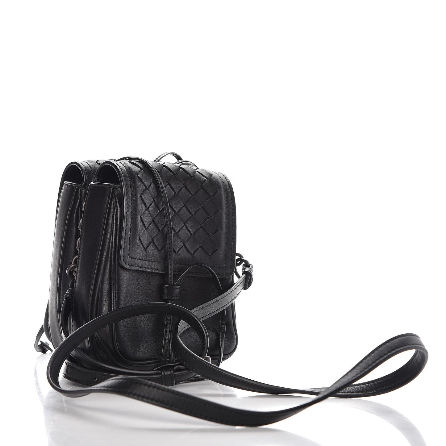 Nappa Intrecciato Two Micro Shoulder Bag Black