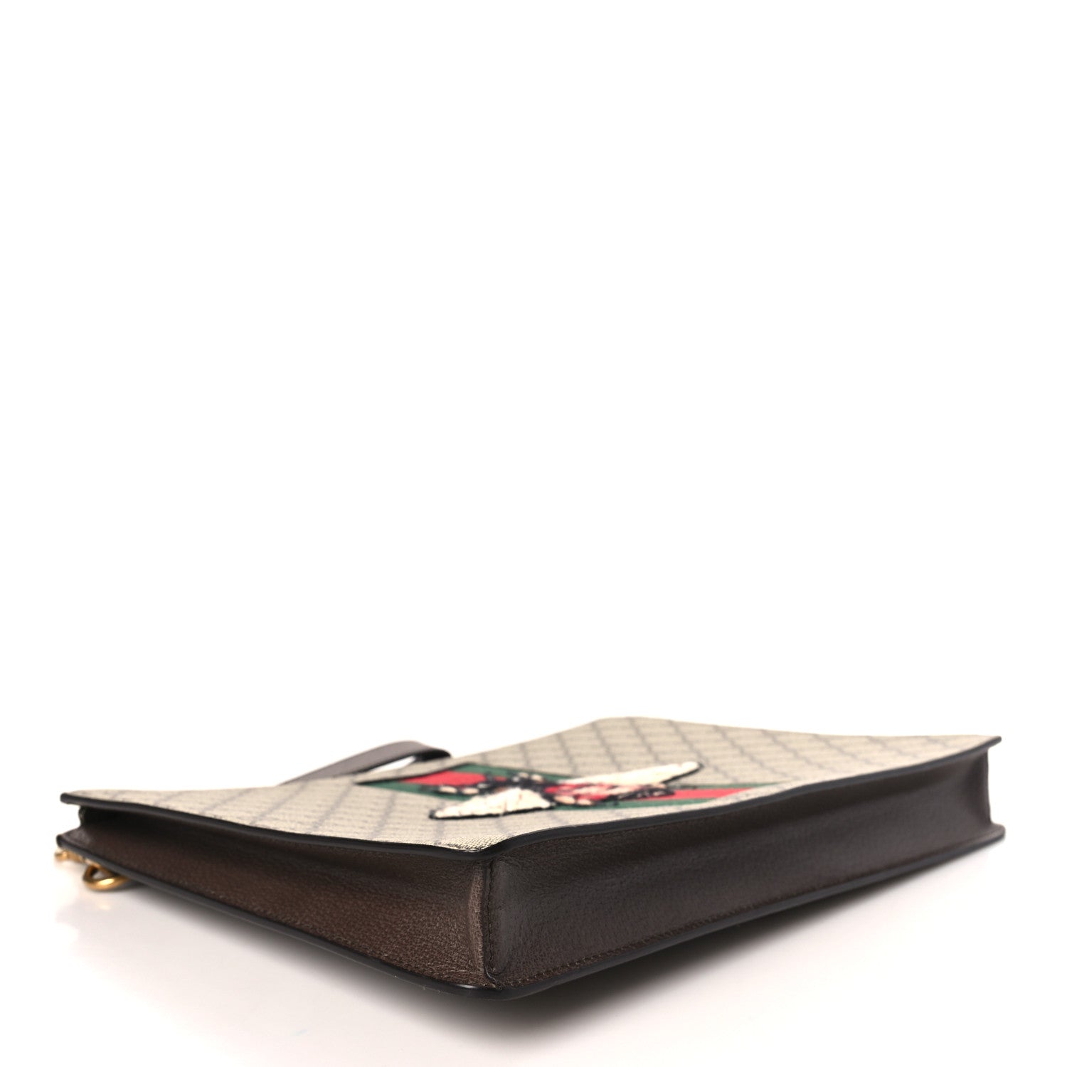 Gucci GG Supreme Monogram Web Animalier Bee Embroidered Medium Documents Holder Beige New Acero 4 of 9