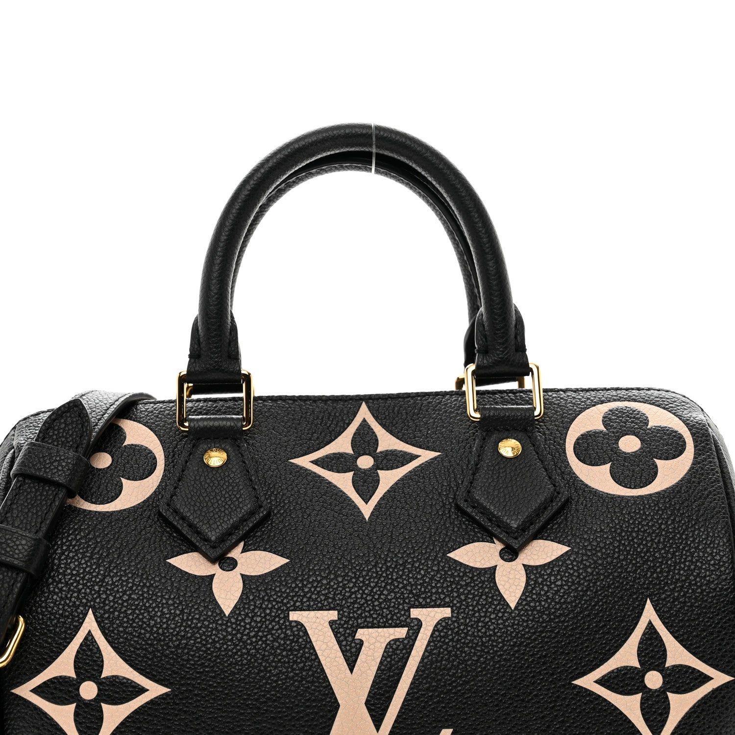 Louis Vuitton Empreinte Monogram Giant Speedy Bandouliere 25 Black Beige 5 of 11