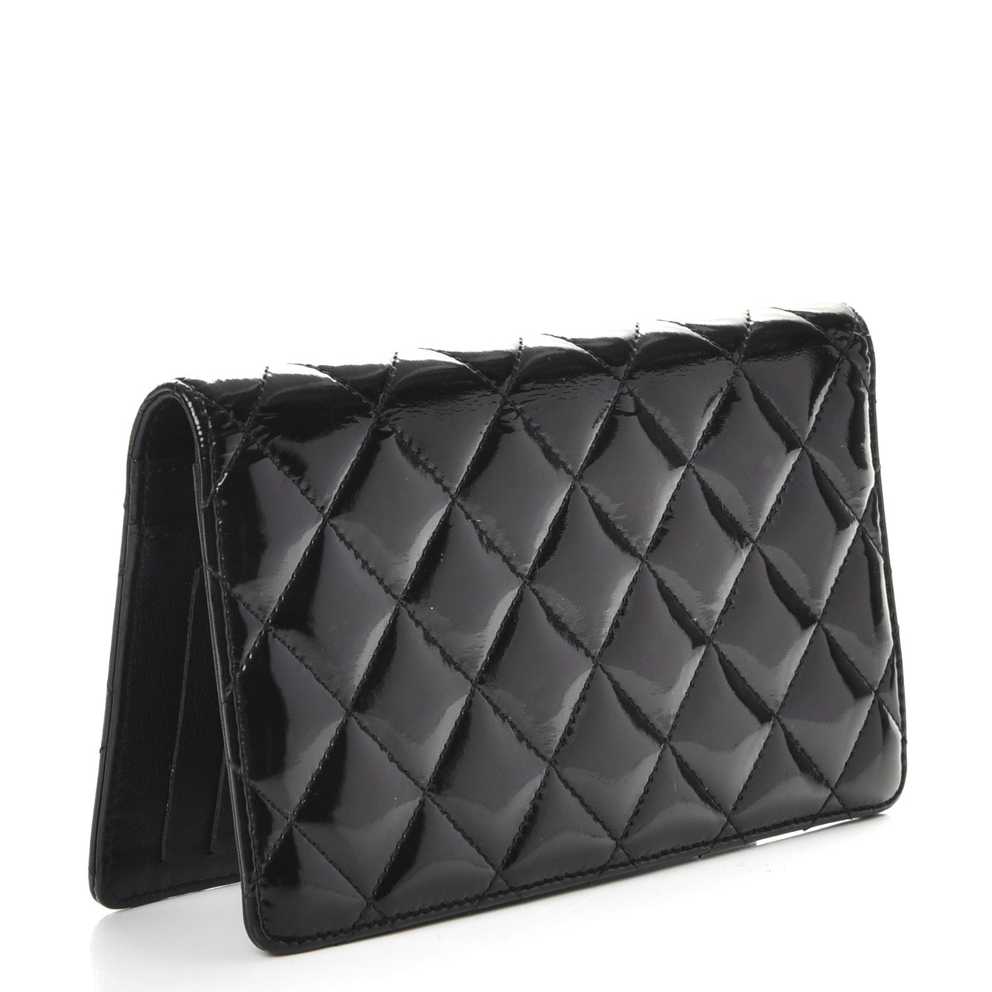 Patent Quilted Brilliant Yen Wallet Dark Purple