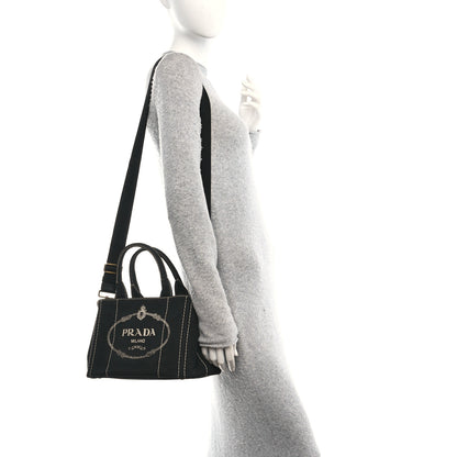 Prada Canapa Small Logo Tote Black Talco 2 of 13