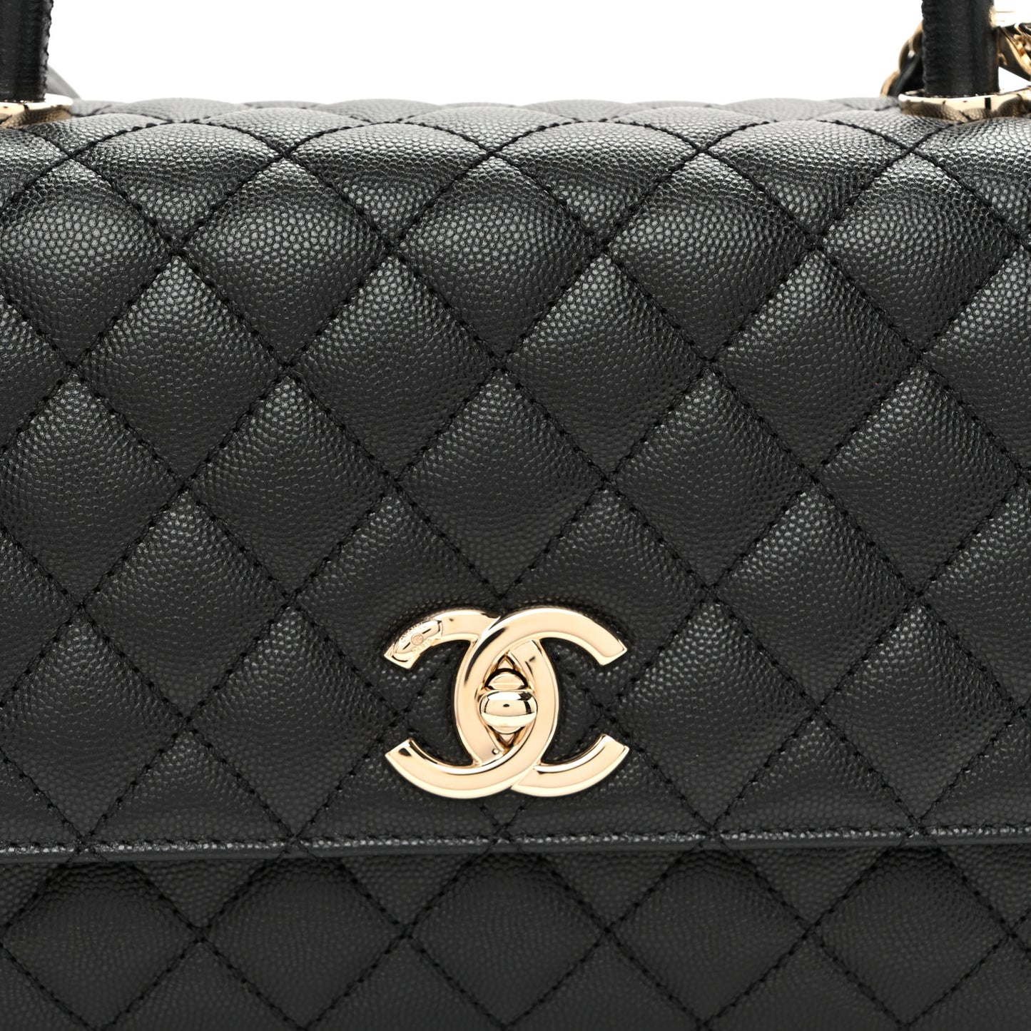 Caviar Quilted Small Coco Handle Flap Black