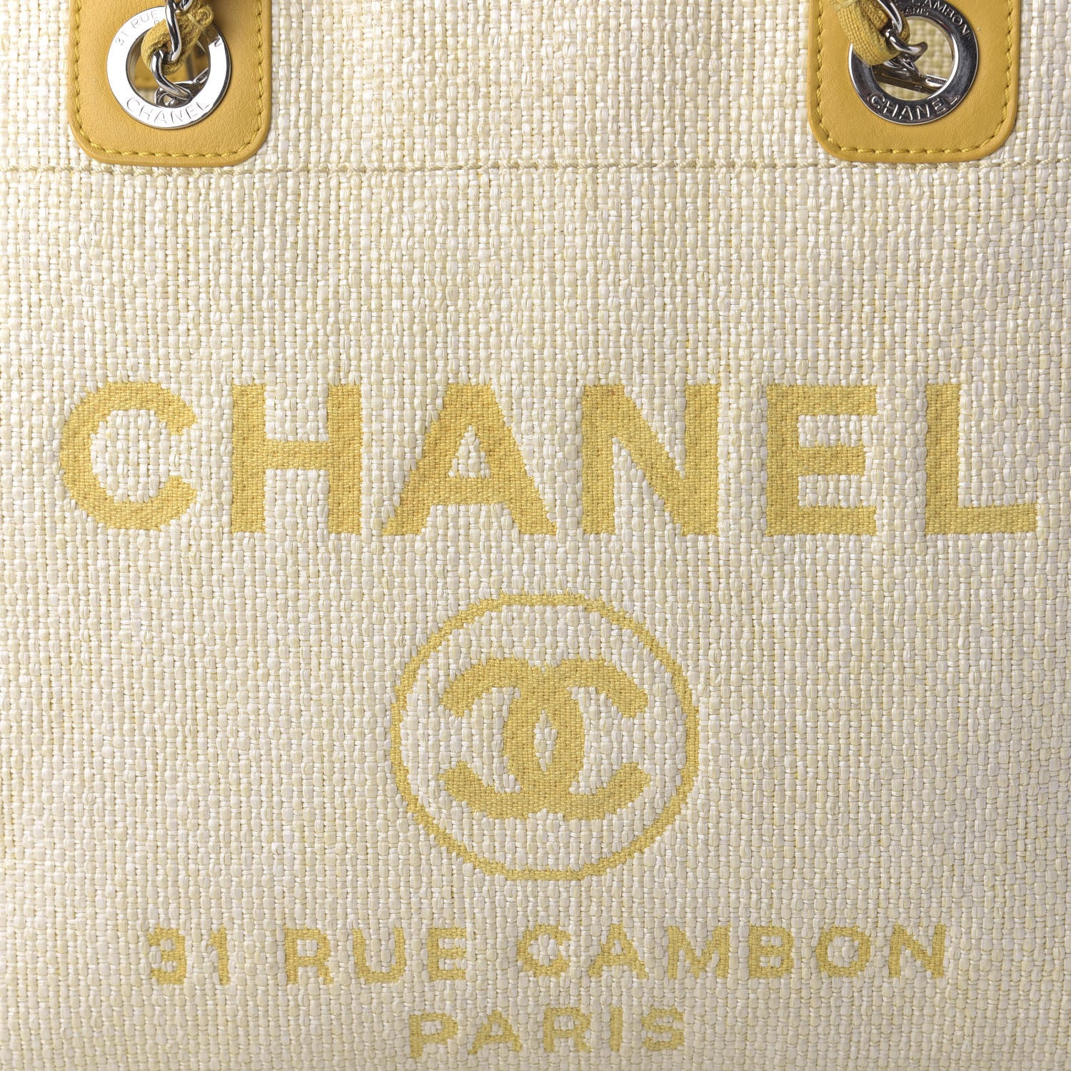 Chanel Woven Straw Raffia Small Deauville Tote Yellow 10 of 10