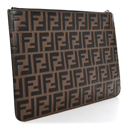 Fendi Vitello Grace FF 1974 Embossed Slim Clutch Black 3 of 8