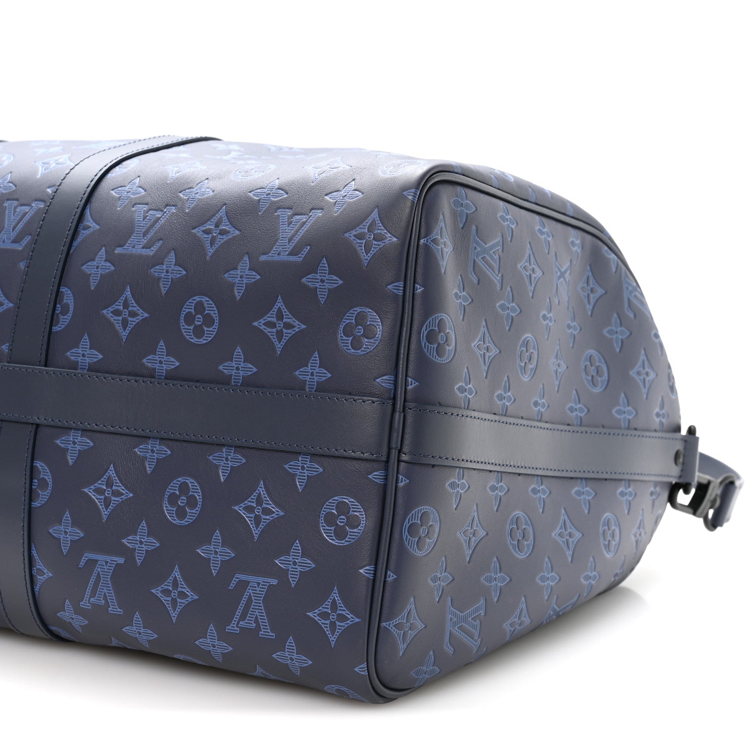 Louis Vuitton Calfskin Monogram Shadow Keepall Bandouliere 50 Navy 8 of 8