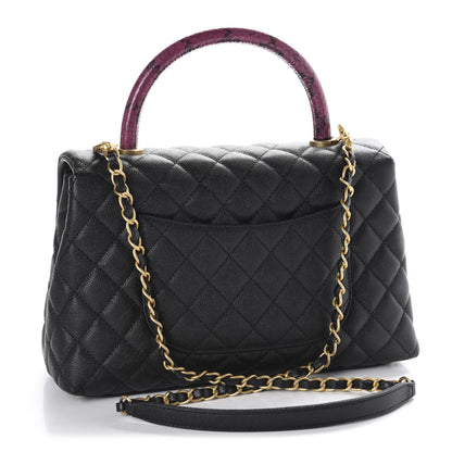 Chanel Caviar Elaphe Quilted Small Coco Handle Flap Black 3 of 11