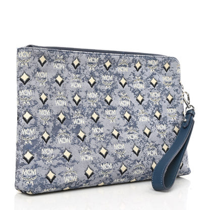 MCM Vintage Jacquard Standing Wristlet Pouch Blue 2 of 6