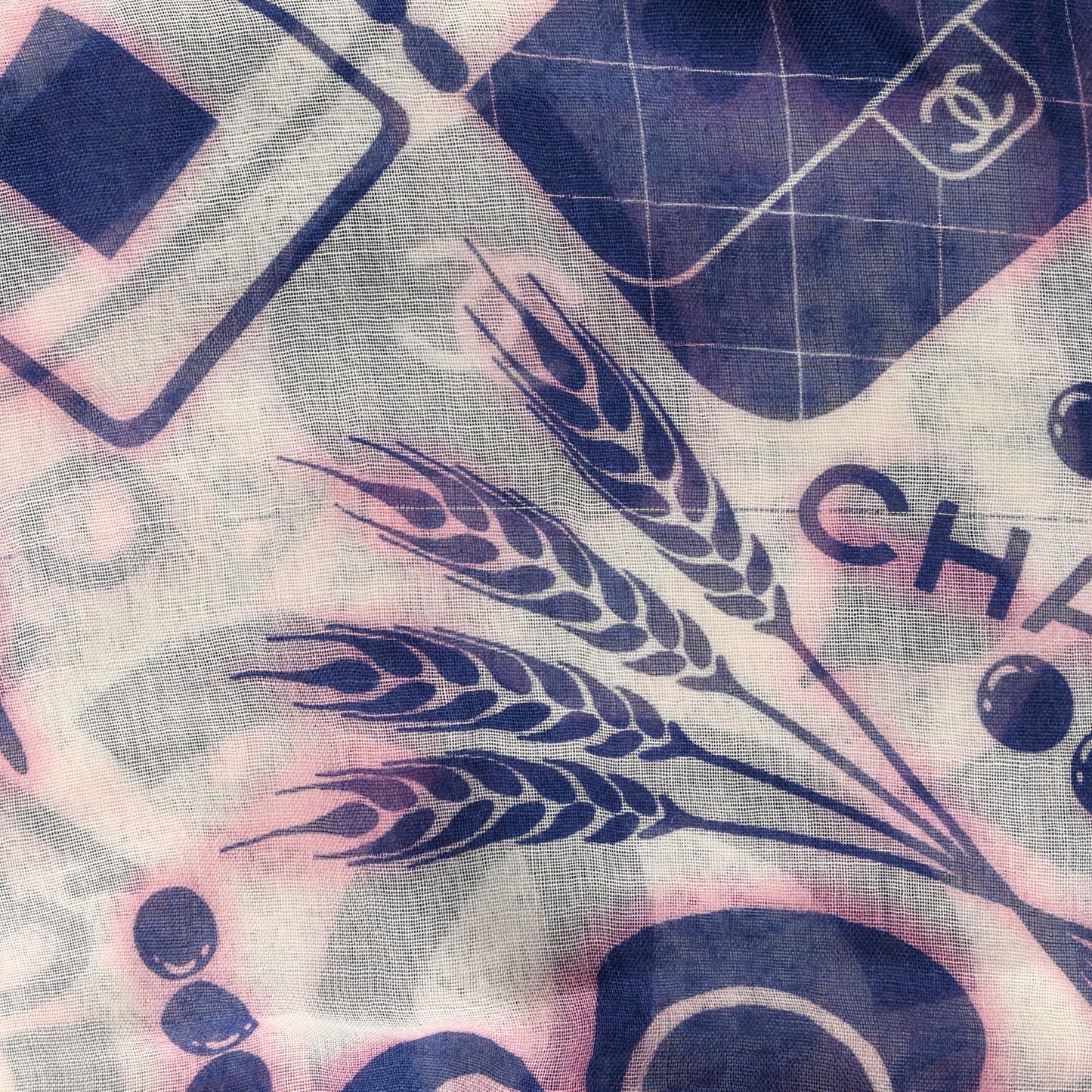 Silk Icons Scarf Shawl Beige Purple