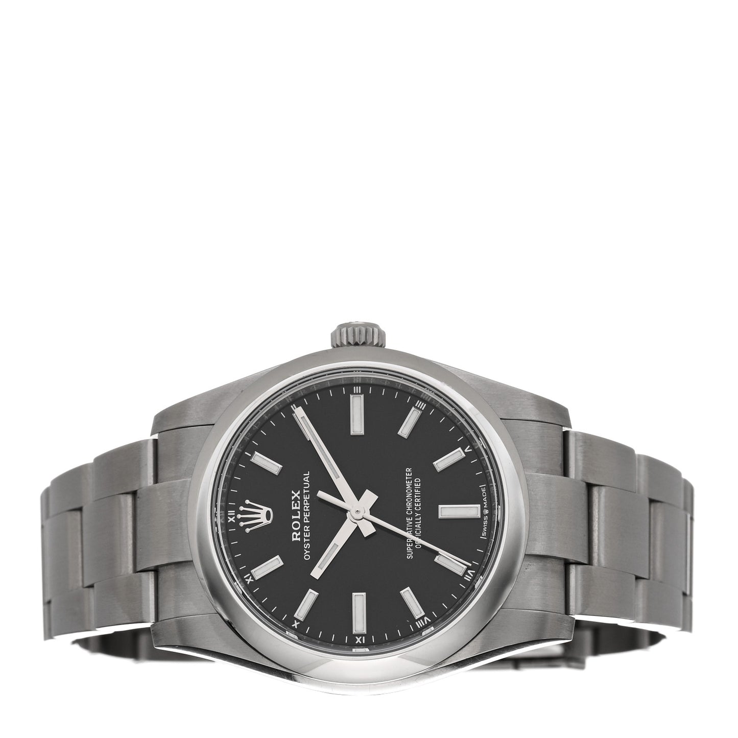 Stainless Steel 34mm Oyster Perpetual Watch Bright Black 124200