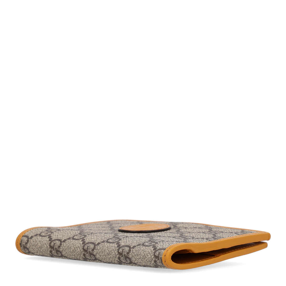 Gucci GG Supreme Monogram Textured Calfskin Retro Interlocking G Passport Case Beige Yellow 4 of 7