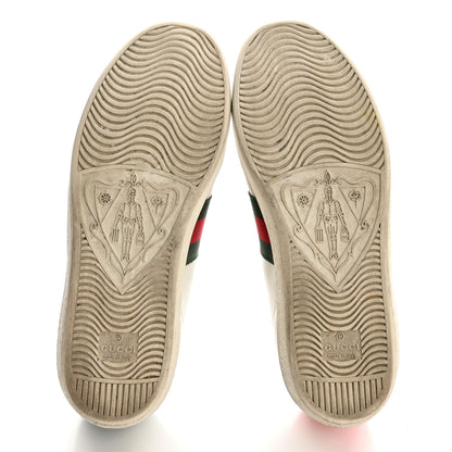 Gucci Calfskin Ayers Bee Embroidered Womens Ace Sneakers 36.5 White Green 6 of 11