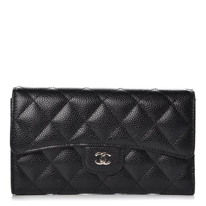 Chanel Caviar Quilted Long Flap Wallet Black 1 of 7