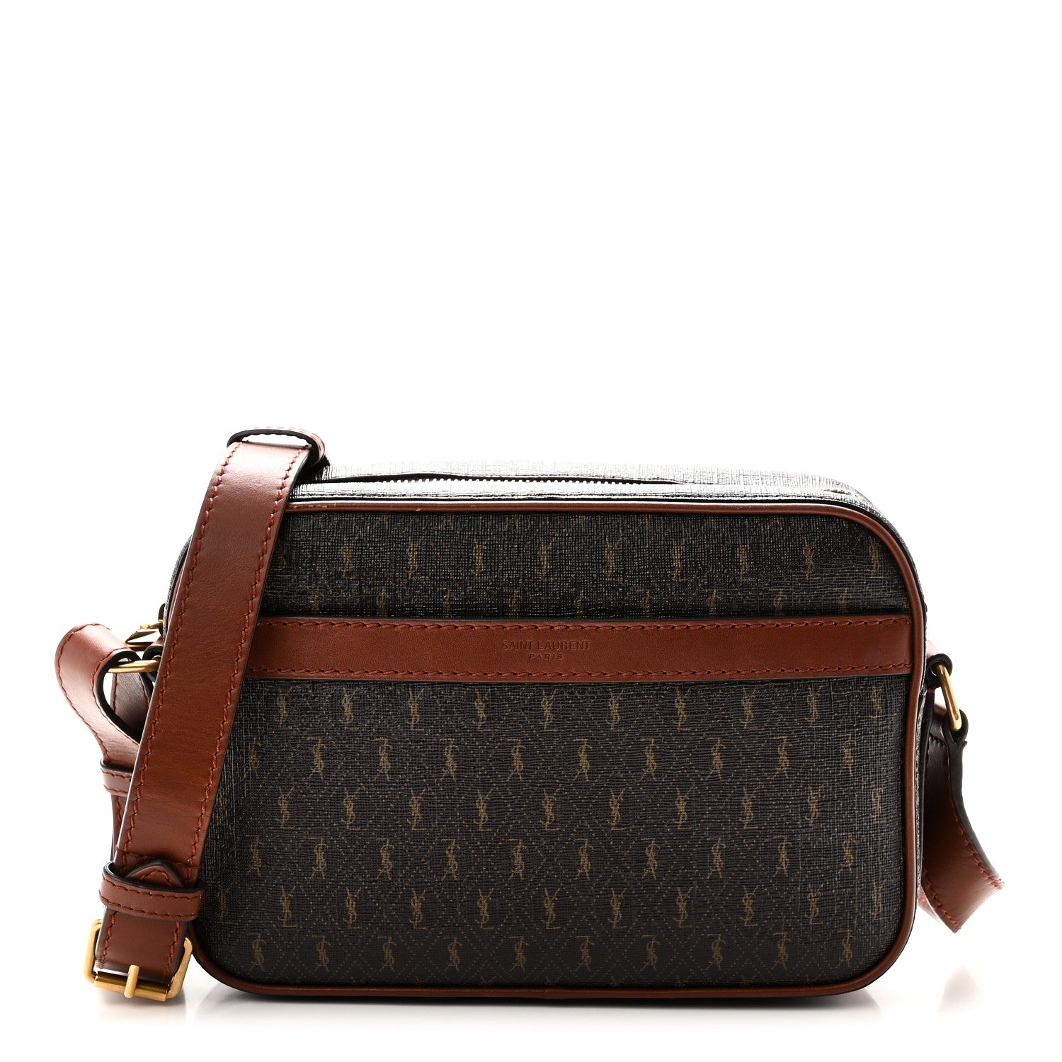 Saint Laurent Canvas Smooth Calfskin Le Monogramme Camera Bag Chestnut 1 of 9