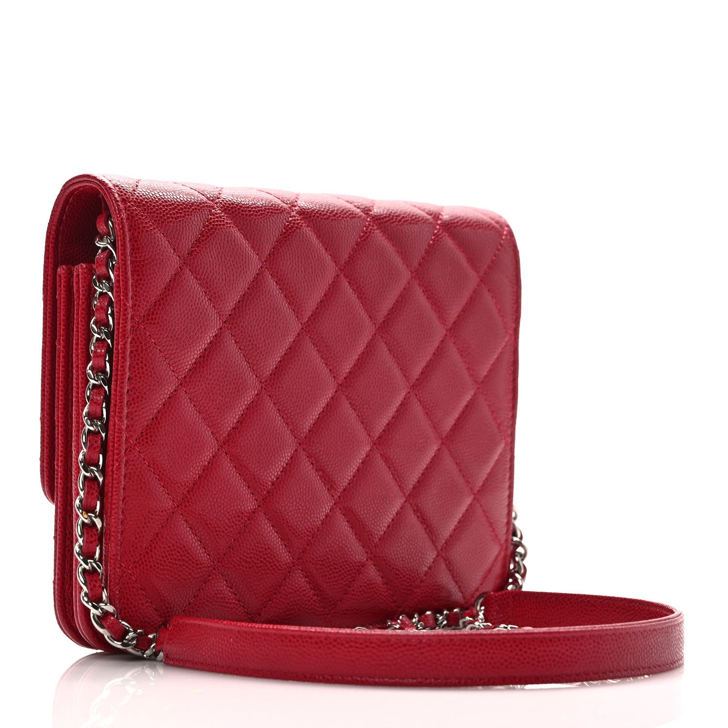 Chanel Caviar Quilted Square Wallet On Chain WOC Dark Pink 2 of 8