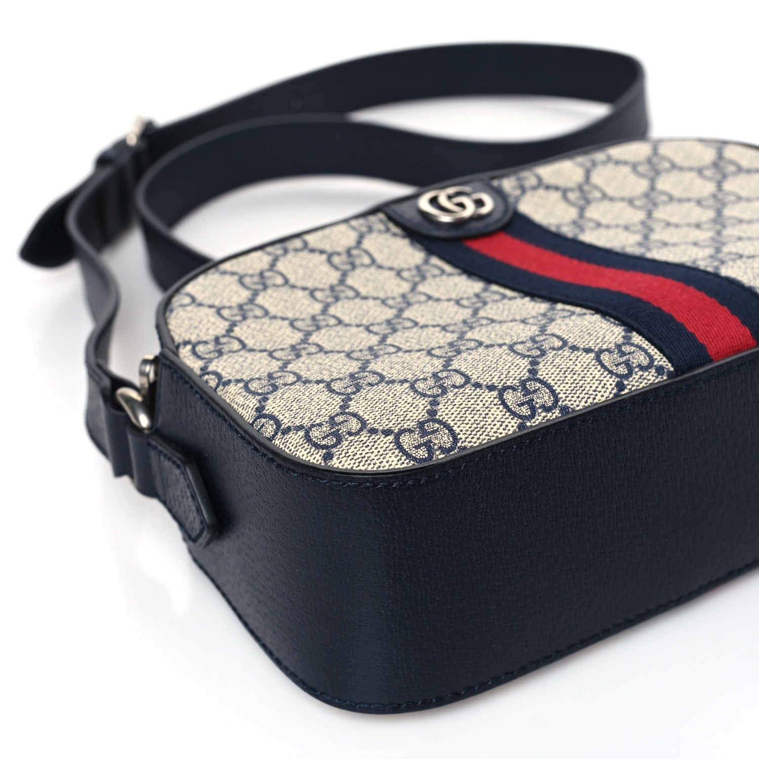 Gucci GG Supreme Monogram Textured Dollar Calfskin Web Small Ophidia Camera Bag Beige Blue 7 of 8