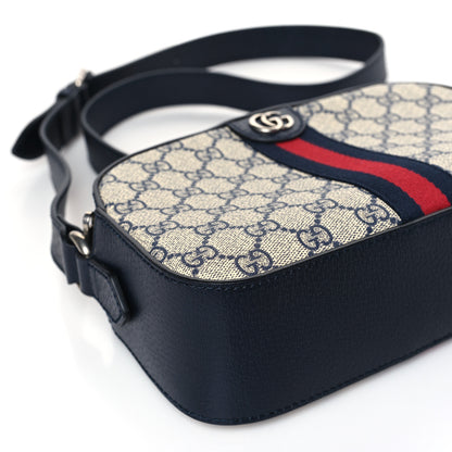 Gucci GG Supreme Monogram Textured Dollar Calfskin Web Small Ophidia Camera Bag Beige Blue 7 of 8