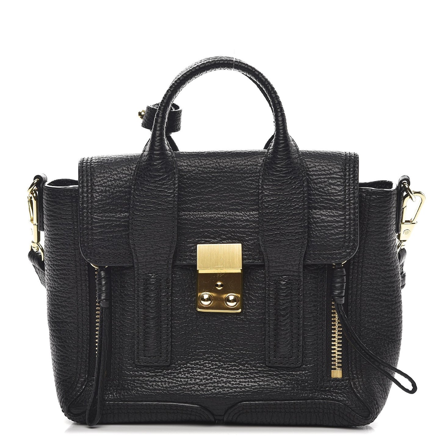 3.1 Textured Calfskin Mini Pashli Satchel Black