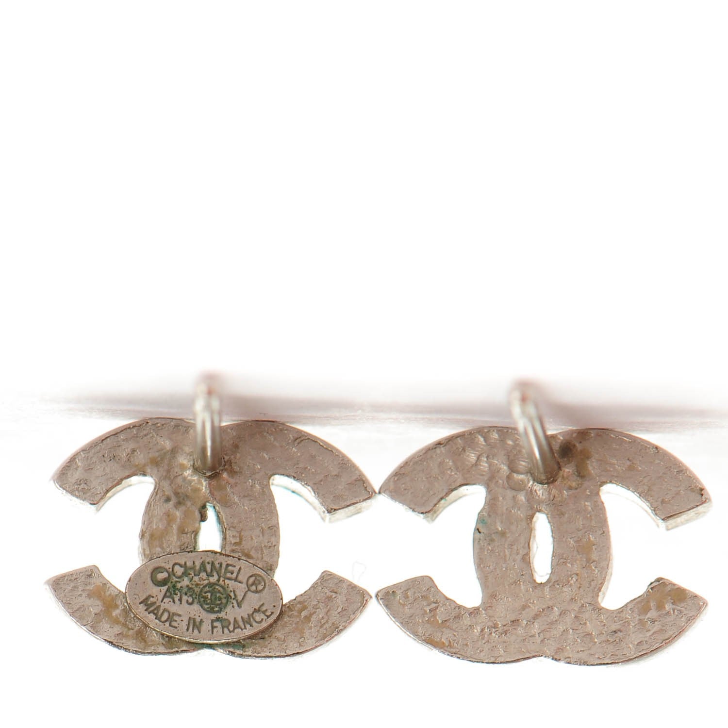 Chanel Crystal Timeless CC Earrings Silver 3 of 5
