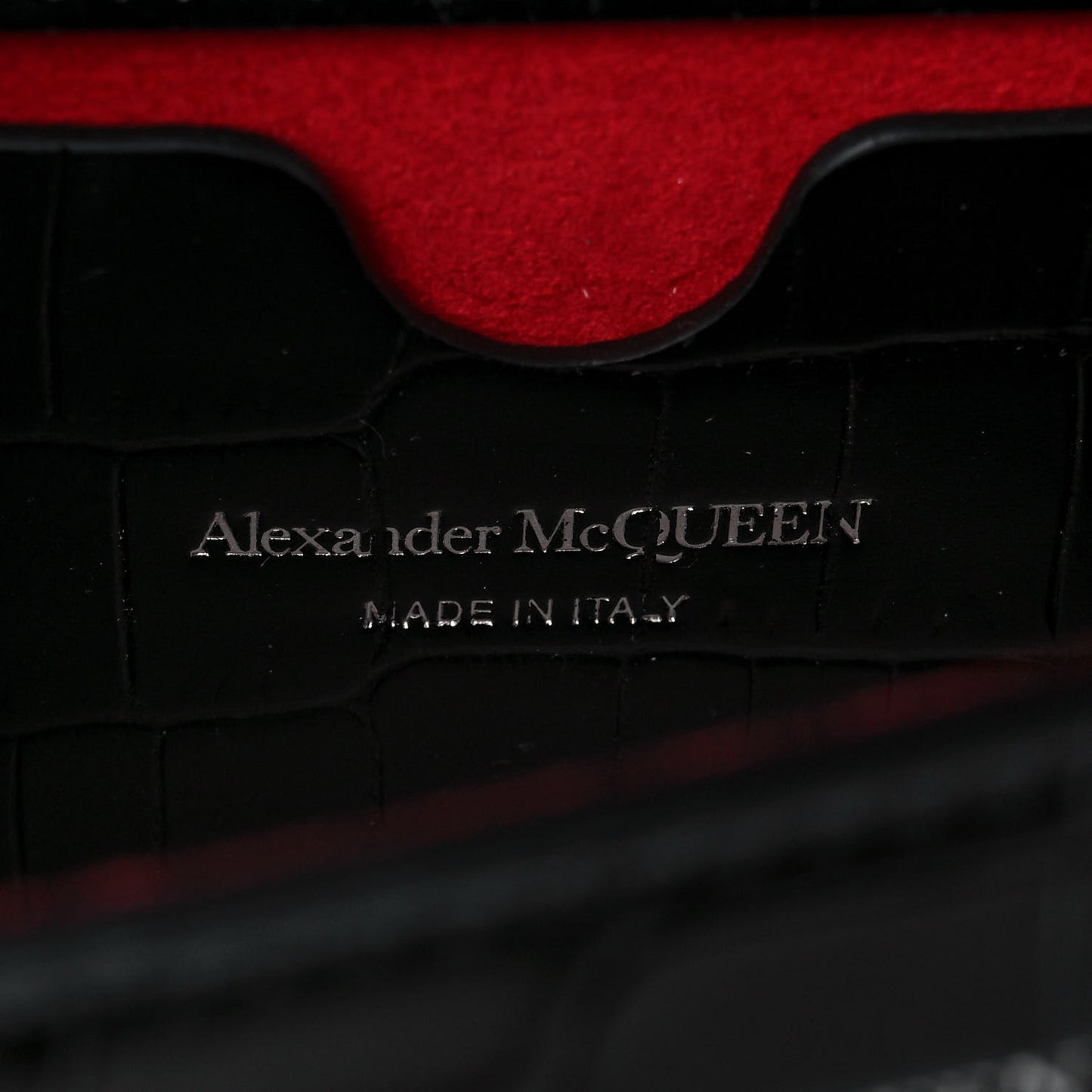 Crocodile Embossed Calfskin Knuckle Crossbody Black
