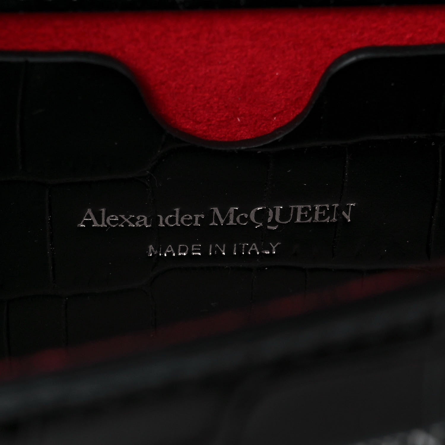 Alexander McQueen Crocodile Embossed Calfskin Knuckle Crossbody Black 7 of 9