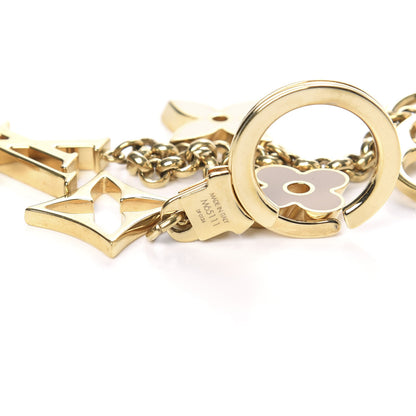 Louis Vuitton Brass Enamel Fleur De Monogram Bag Charm Chain Gold 3 of 3