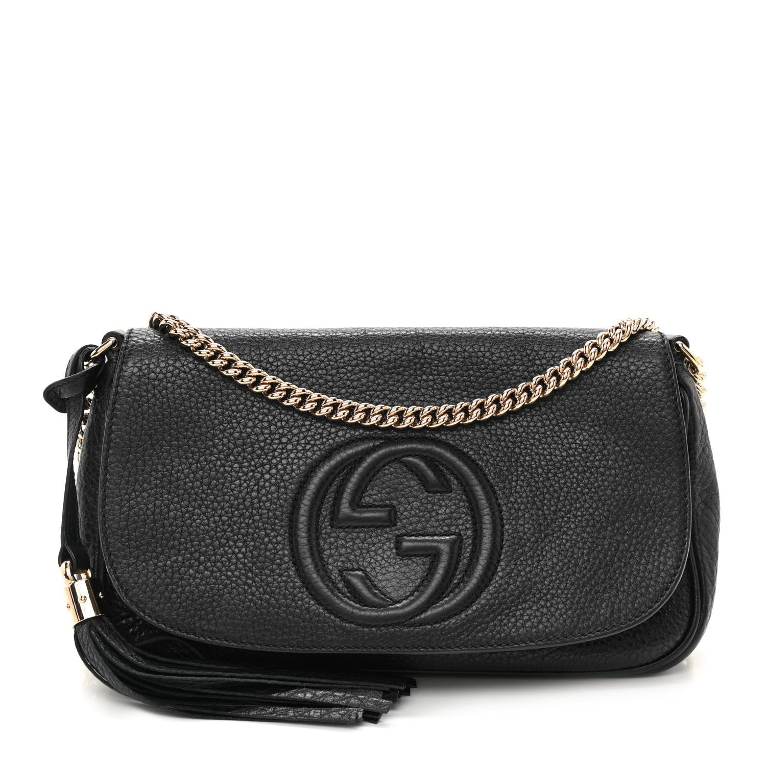 Gucci Pebbled Calfskin Medium Soho Flap Crossbody Black 1 of 9