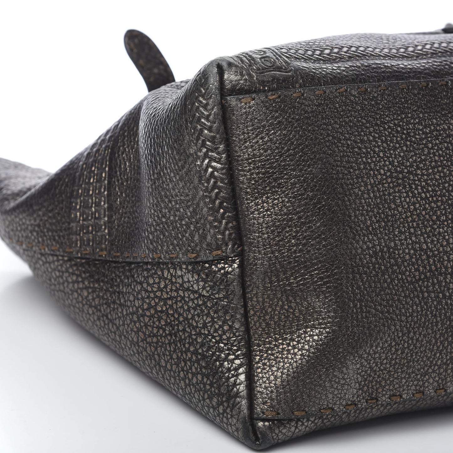 Metallic Calfskin Romano Selleria Large Villa Borghese Tote Black