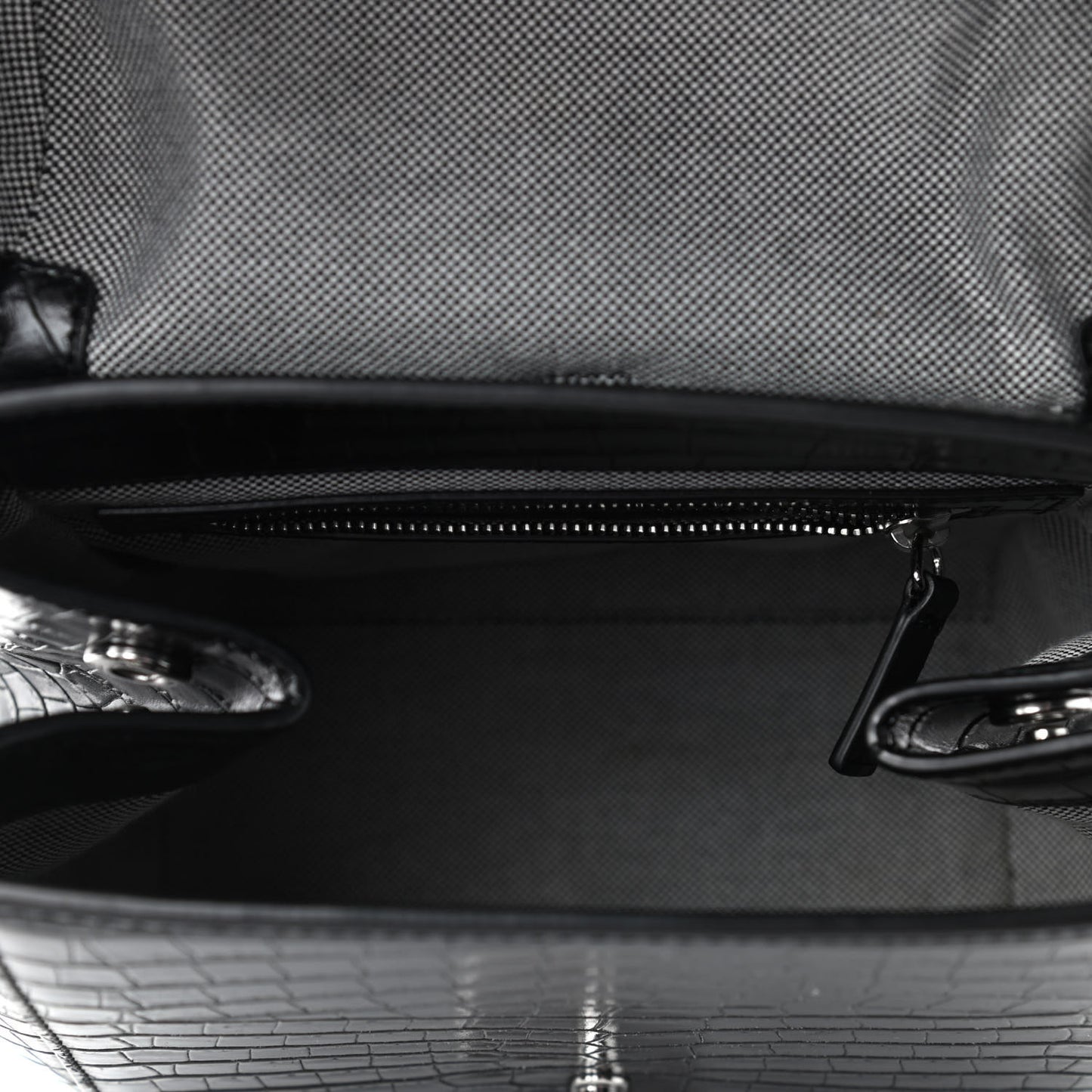 Crocodile Embossed Calfskin Mini Hook Backpack Black