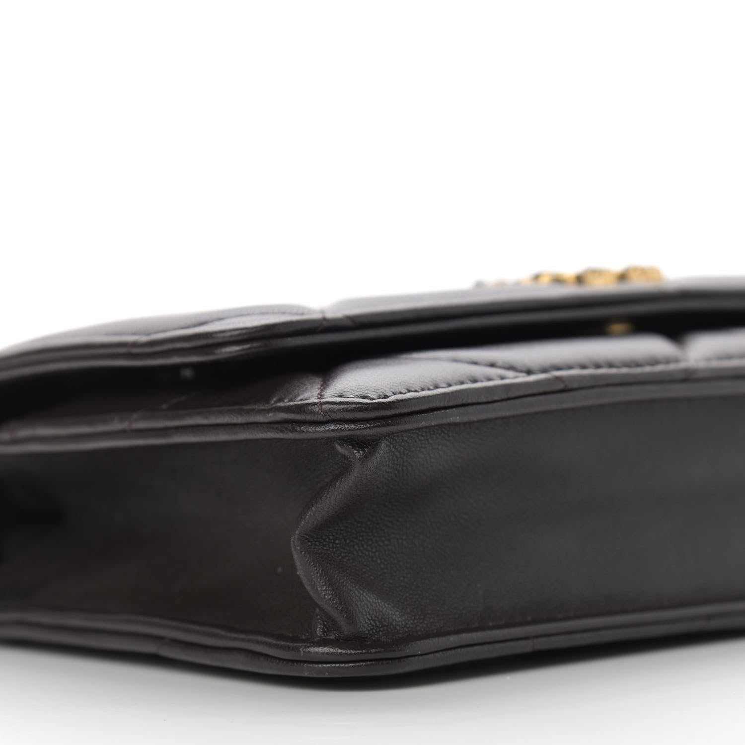 Chanel Shiny Goatskin Quilted Chanel 19 Wallet On Chain WOC Dark Brown 14 of 15