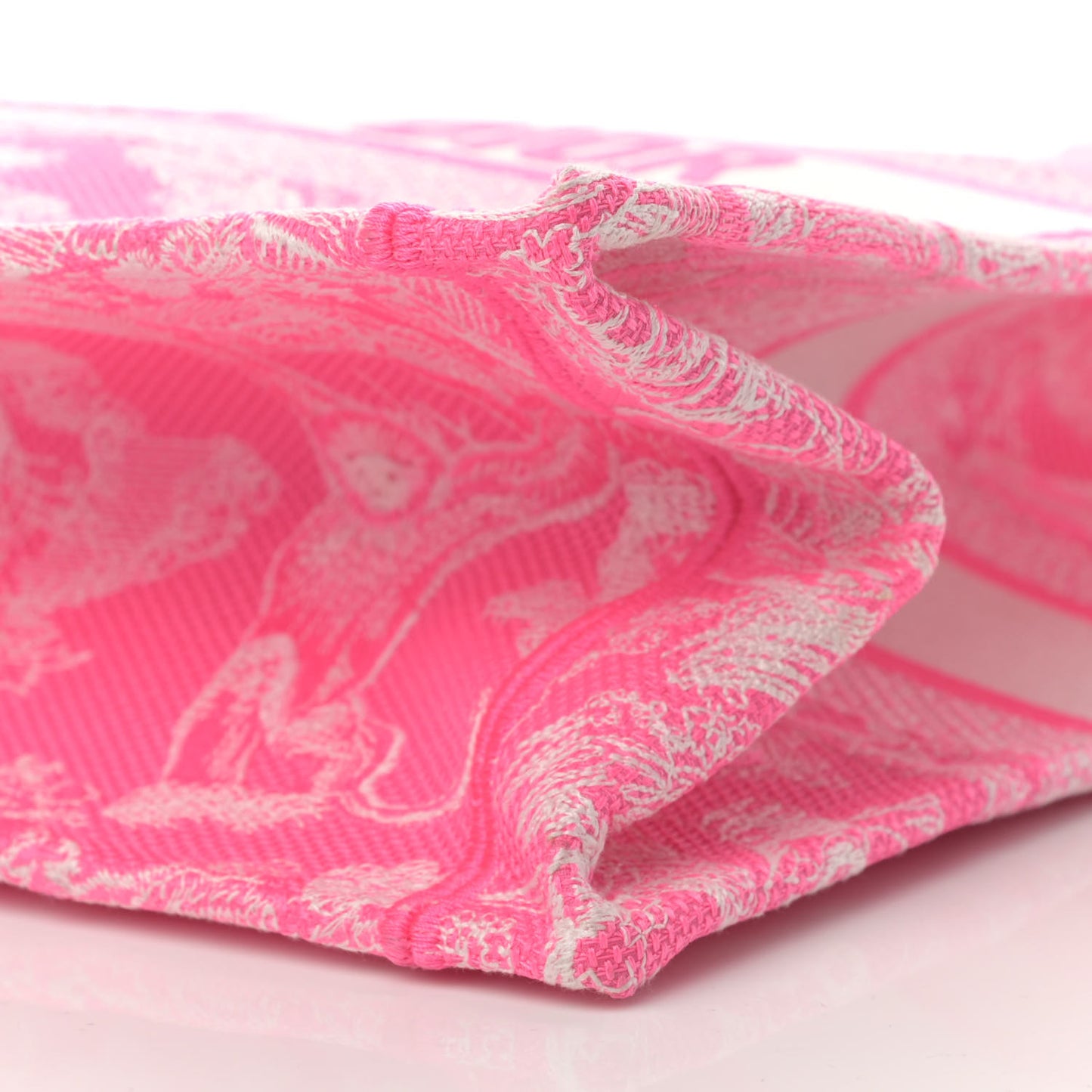 Canvas Embroidered Medium Dioriviera Toile De Jouy Book Tote Fluorescent Pink