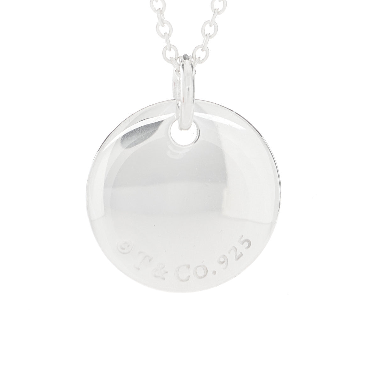 Sterling Silver Letter T Disc Pendant Necklace