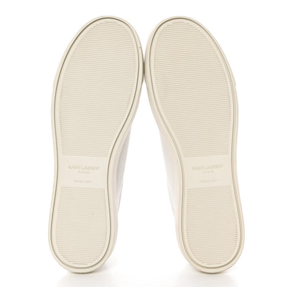 Saint Laurent Perforated Calfskin Cheetah Print Andy Low Top Sneakers 40.5 White Black 6 of 10