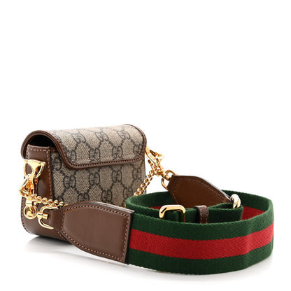 Gucci GG Supreme Monogram Azalea Calfskin Web Horsebit 1955 Wallet On Strap Beige Ebony Brown Sugar 3 of 10