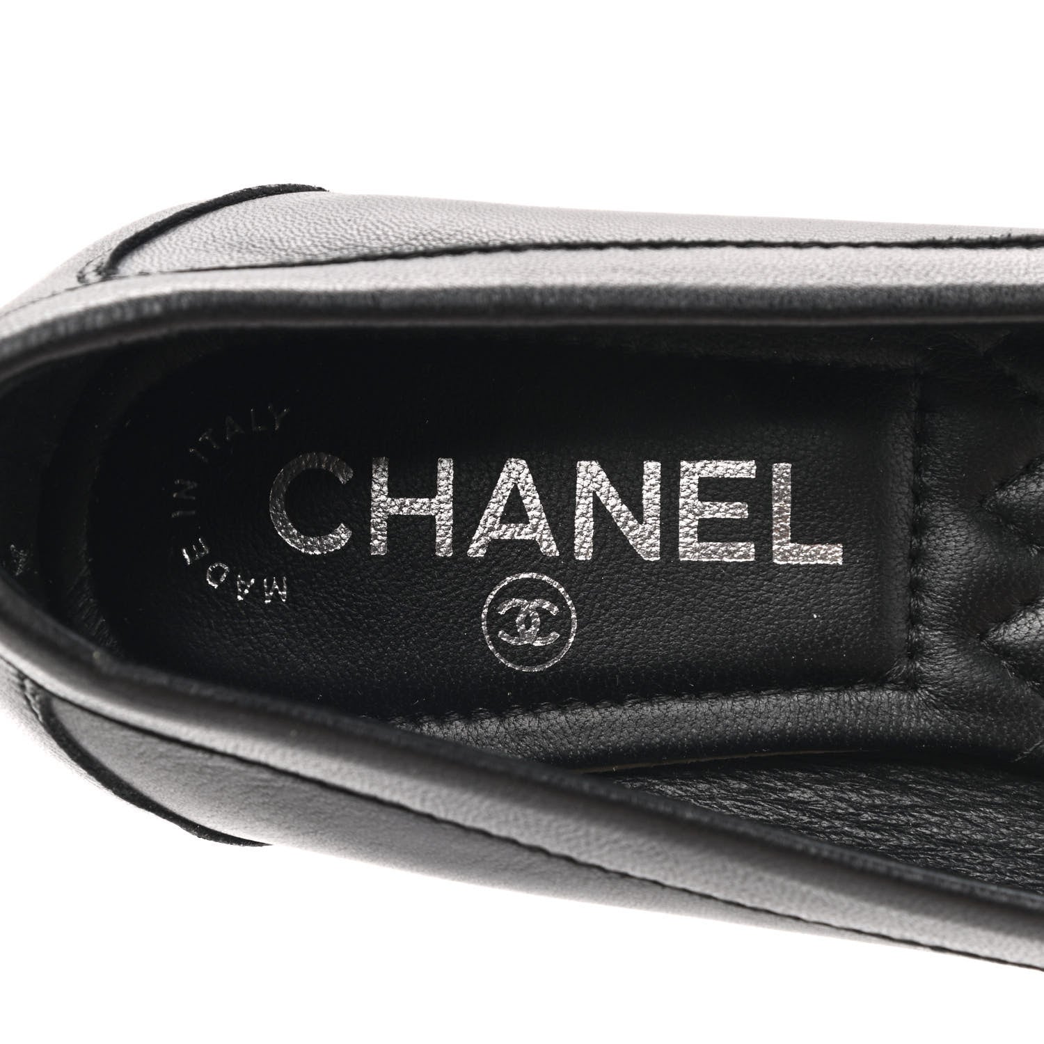 Chanel Lambskin Patent Cap Toe CC Moccasin Flats 36 Black 7 of 7