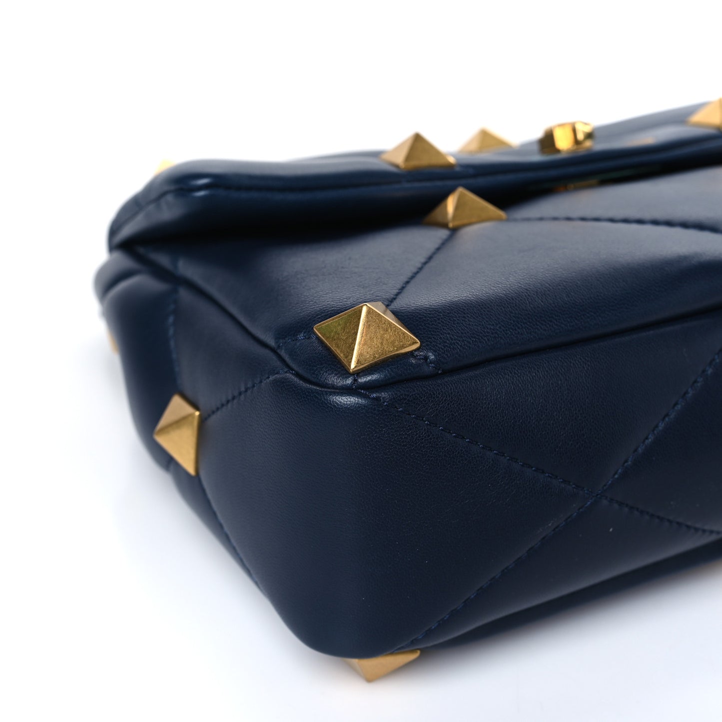 Nappa Large Roman Stud Shoulder Bag Marine
