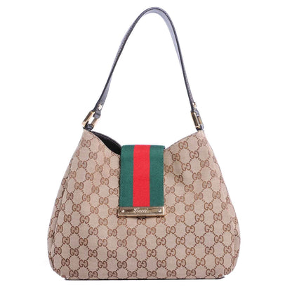 Gucci Monogram New Ladies Web Medium Hobo Ebony 1 of 4